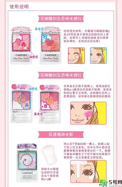 canmake花瓣腮紅色號(hào)對(duì)比圖？canmake五色花瓣腮紅試色